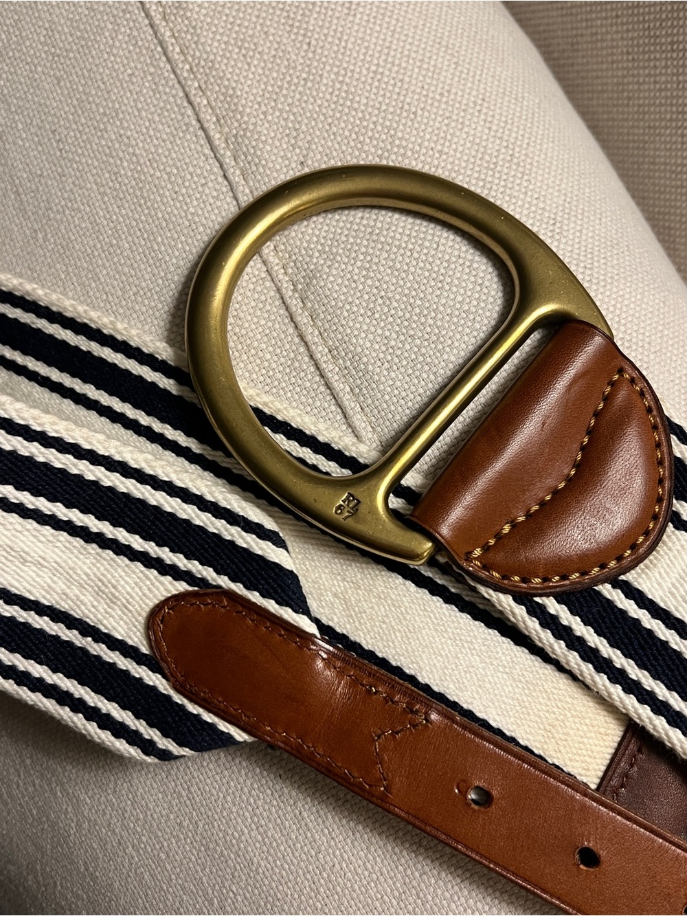 Vintage Ralph Lauren RL67 Equestrian Vachetta D-Ring Brass Buckle, Brown Leather